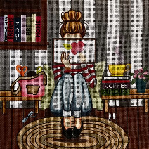 Alice Peterson Co. Stitching Girl Needlepoint Canvas
