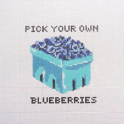 Alice & Blue Pick Your Own Blueberries Needlepoint Canvas