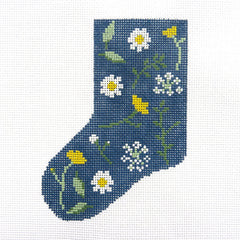 Alice & Blue Pressed Floral Mini Stocking Needlepoint Canvas