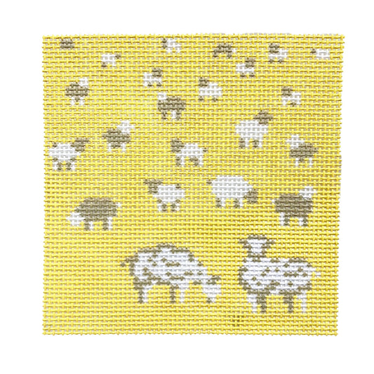 Alice & Blue Sheep Grazing Needlepoint Canvas