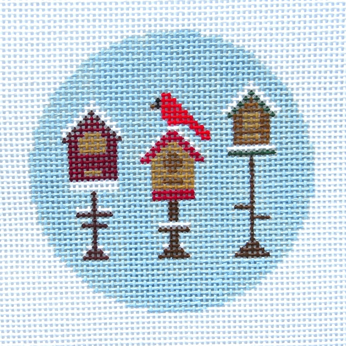 Alice & Blue Winter Feeders Blue Needlepoint Canvas