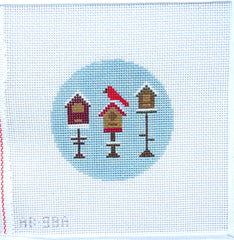 Alice & Blue Winter Feeders Blue Needlepoint Canvas