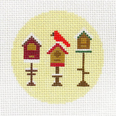 Alice & Blue Winter Feeders Tan Needlepoint Canvas