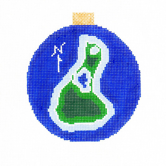 Ann Kaye Studio Block Island Map Round Ornament Needlepoint Canvas