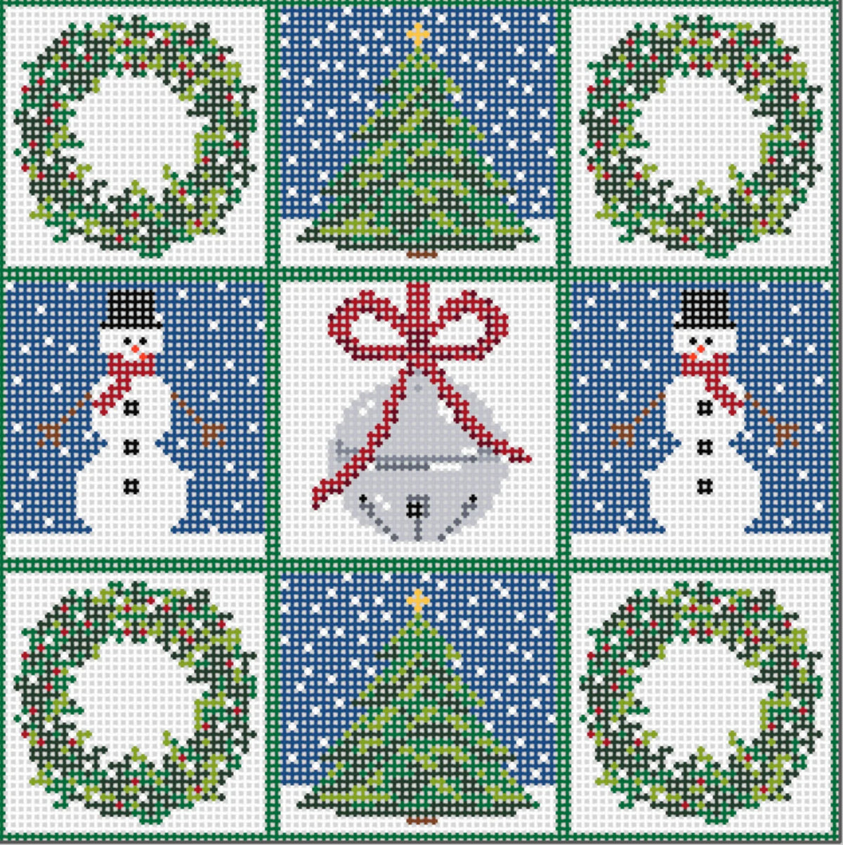 Ann Kaye Studio Christmas Tic Tac Toe Needlepoint Canvas