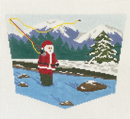 Ann Kaye Studio Fly-Fishing Santa Stocking Cuff Needlepoint Canvas