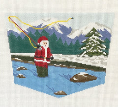 Ann Kaye Studio Fly-Fishing Santa Stocking Cuff Needlepoint Canvas