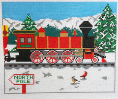Ann Kaye Studio Red Locomotive Pillow Needlepoint Canvas