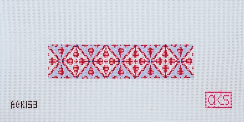 Ann Kaye Studio Red, White and Light Blue Key Fob Needlepoint Canvas