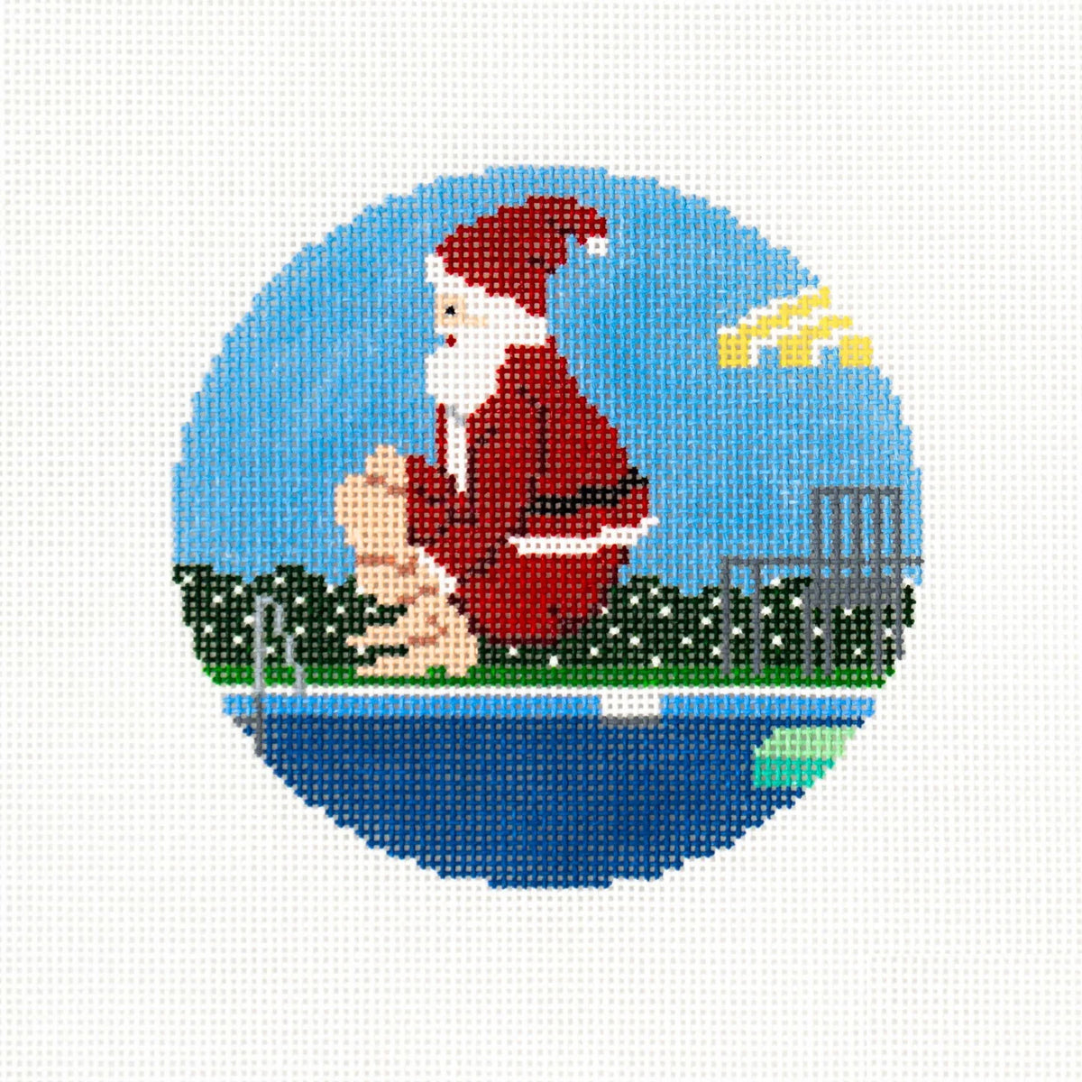 Ann Kaye Studio Sporty Santa Needlepoint Canvas - Cannonball