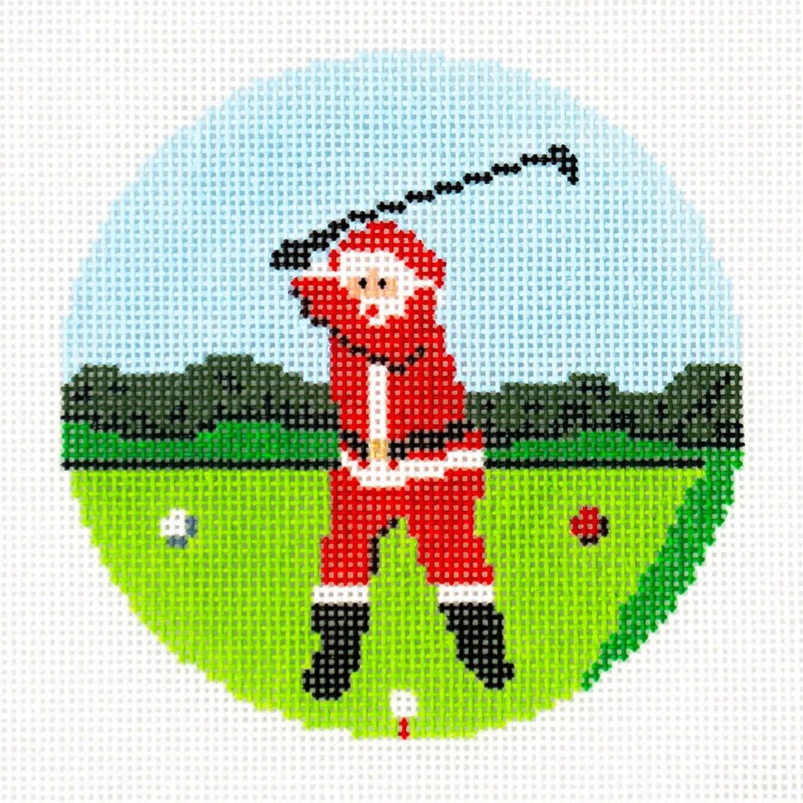 Ann Kaye Studio Sporty Santa Needlepoint Canvas - Golfer