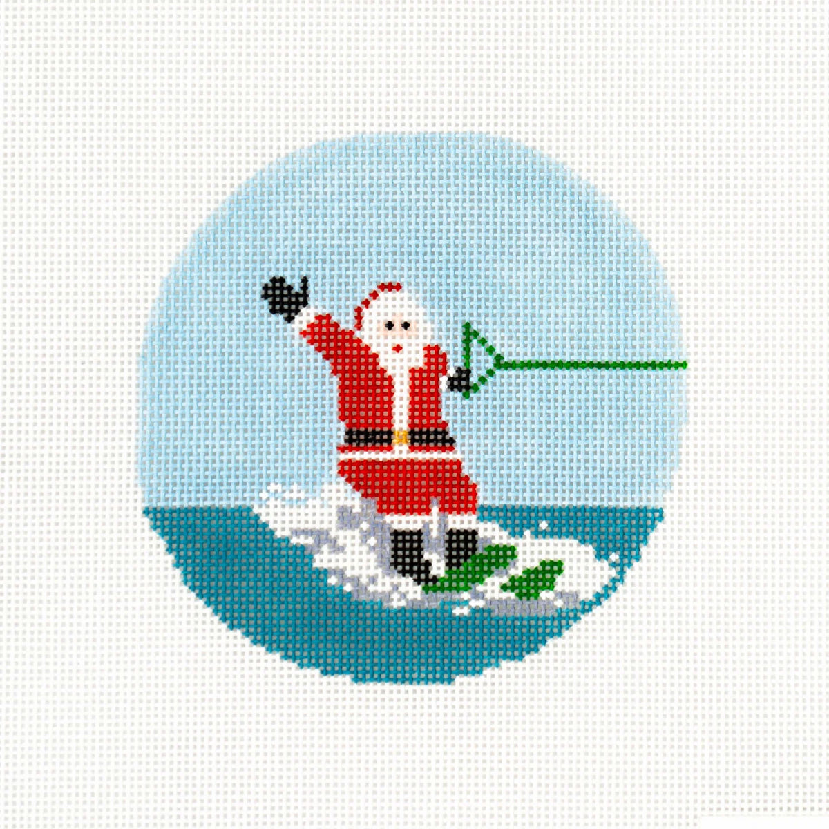 Ann Kaye Studio Sporty Santa Needlepoint Canvas - Waterskiing