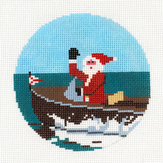 Ann Kaye Studio Sporty Santa Boating Needlepoint Canvas