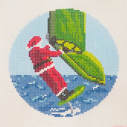 Ann Kaye Studio Sporty Santa Foiling Needlepoint Canvas