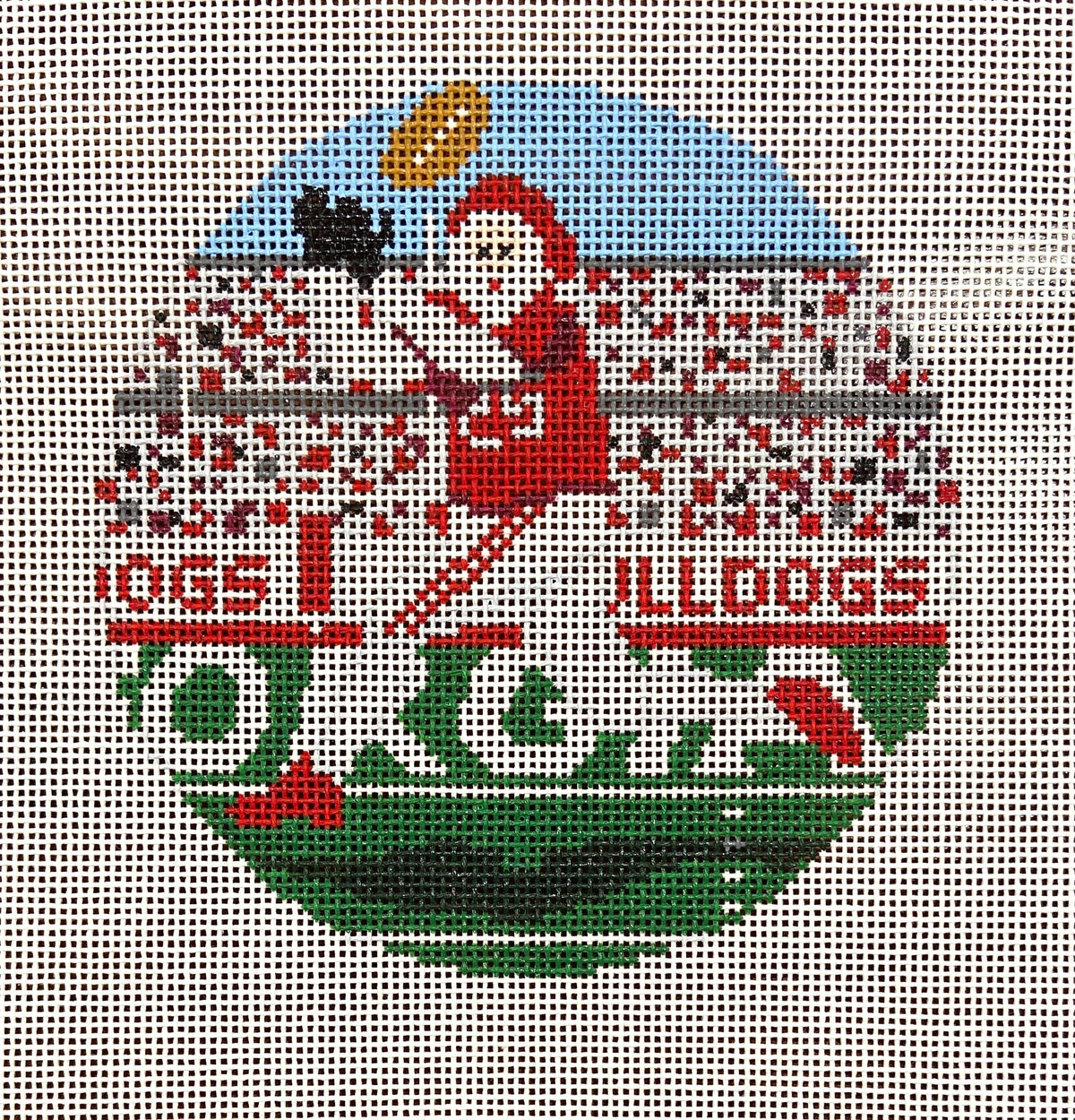 Ann Kaye Studio Sporty Santa Georgia Bulldogs Football Needlepoint Canvas