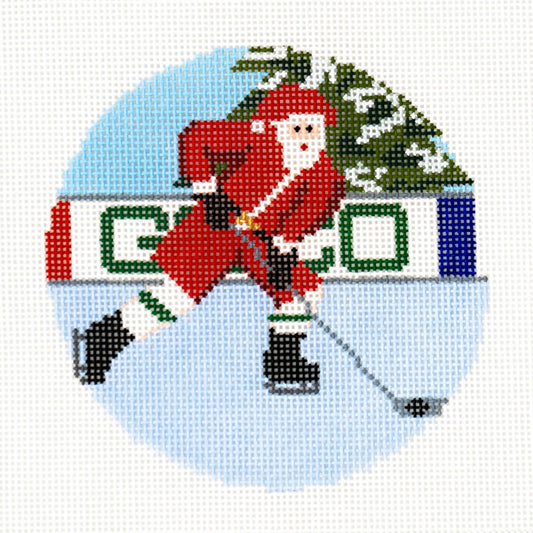 Ann Kaye Studio Sporty Santa Ice Hockey Needlepoint Canvas