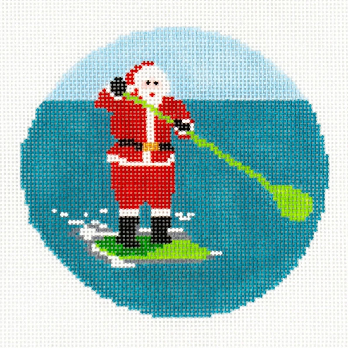 Ann Kaye Studio Sporty Santa Paddleboarding Needlepoint Canvas