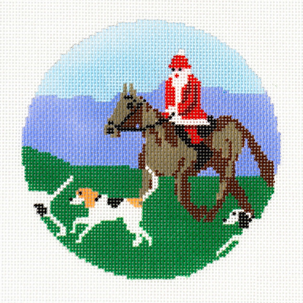 Ann Kaye Studio Sporty Santa Tally Ho Ho Ho Needlepoint Canvas