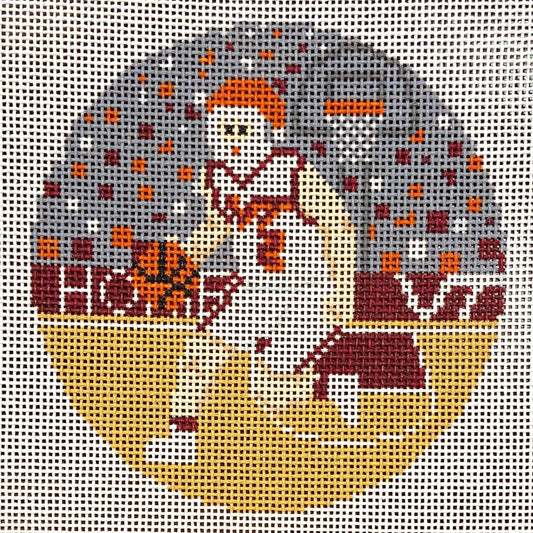 Ann Kaye Studio Sporty Santa Virginia Tech Hokies Basketball Needlepoint Canvas