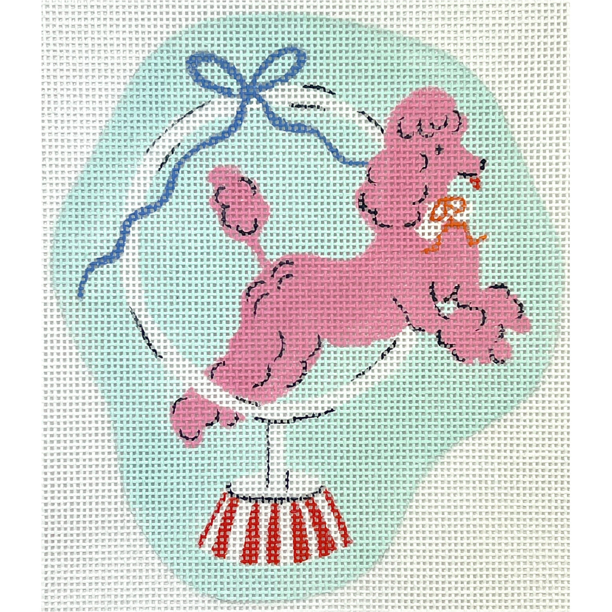 Kate Dickerson Needlepoint Collections Krissy Mast Circus Dog: Poodle Jumping Through Hoop Needlepoint Canvas