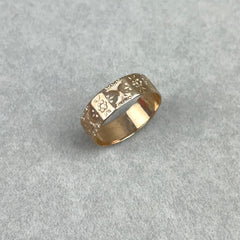 Antique Victorian Floral Cigar Band Ring in 9k Rose Gold