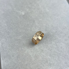 Antique Victorian Floral Cigar Band Ring in 9k Rose Gold