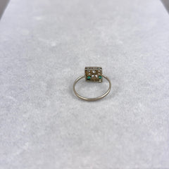 Antique Art Deco Diamond and Lab Emerald Ring in 14k White Gold