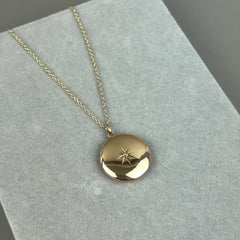 Antique Star Set Diamond Locket Necklace in 10k Gold