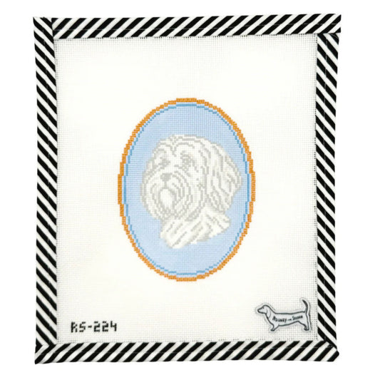 Atlantic Blue Canvas Rooney and Stitch The Havanese Dog Cameo Needlepoint Canvas