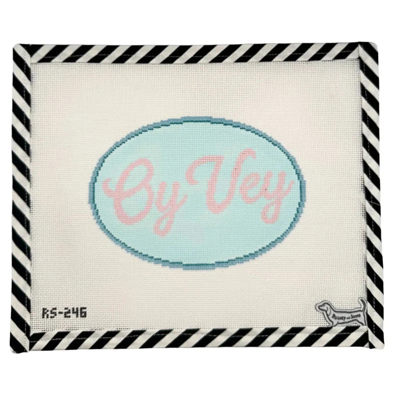 Atlantic Blue Canvas Rooney and Stitch Oy Vey Oval Needlepoint Canvas