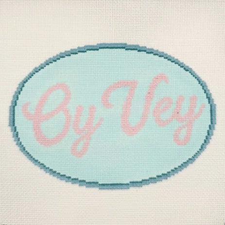 Atlantic Blue Canvas Rooney and Stitch Oy Vey Oval Needlepoint Canvas