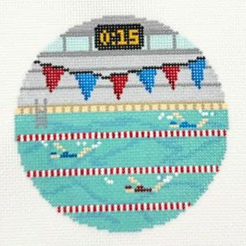 Atlantic Blue Canvas Stitches by Midge Swim Team Needlepoint Canvas