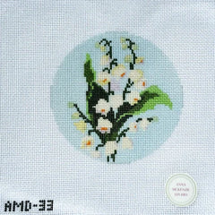 Atlantic Blue Canvas Anna McKenzie Studio Flowers of the Bible: Lily of the Valley Needlepoint Canvas