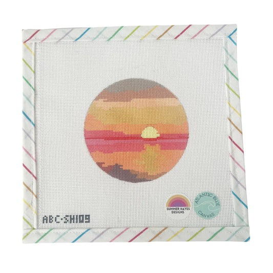 Atlantic Blue Canvas Summer Hayes Designs Caribbean Sunset Round Needlepoint Canvas