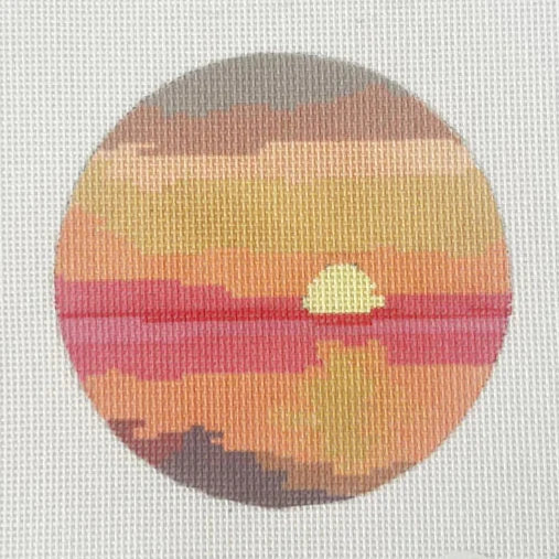 Atlantic Blue Canvas Summer Hayes Designs Caribbean Sunset Round Needlepoint Canvas