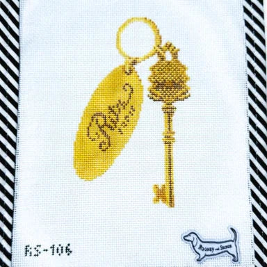 Atlantic Blue Canvas Rooney and Stitch Ritz Paris Key Needlepoint Canvas