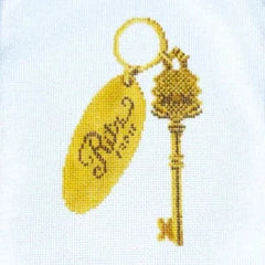 Atlantic Blue Canvas Rooney and Stitch Ritz Paris Key Needlepoint Canvas