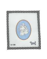 Atlantic Blue Canvas Rooney and Stitch Cat Cameo Needlepoint Canvas - Long Haired