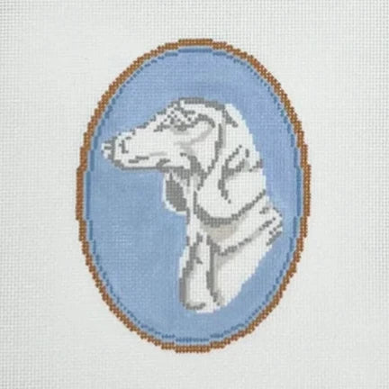 Atlantic Blue Canvas Rooney and Stitch Dog Cameo Needlepoint Canvas - Dachshund