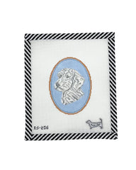 Atlantic Blue Canvas Rooney and Stitch Dog Cameo Needlepoint Canvas - Doodle