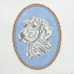 Atlantic Blue Canvas Rooney and Stitch Dog Cameo Needlepoint Canvas - Doodle