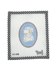 Atlantic Blue Canvas Rooney and Stitch Dog Cameo Needlepoint Canvas - Golden Retriever