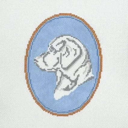 Atlantic Blue Canvas Rooney and Stitch Dog Cameo Needlepoint Canvas - Labrador