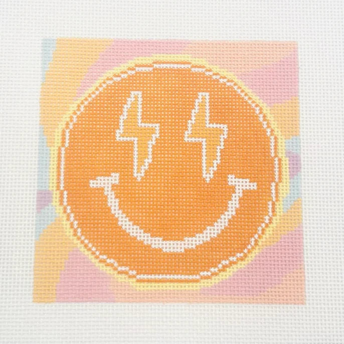 Atlantic Blue Canvas UnLainey Like Neon Smiley Face Needlepoint Canvas