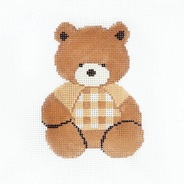 Audrey Wu Designs Gingham Bear - Beige Needlepoint Canvas