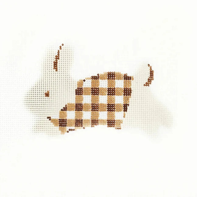 Audrey Wu Designs Gingham Bunny - Beige Needlepoint Canvas