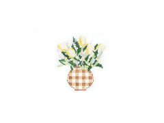 Audrey Wu Designs Gingham Vase Needlepoint Canvas - Beige