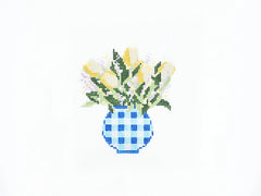 Audrey Wu Designs Gingham Vase Needlepoint Canvas - Blue