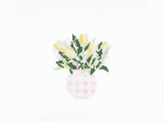 Audrey Wu Designs Gingham Vase Needlepoint Canvas - Pink