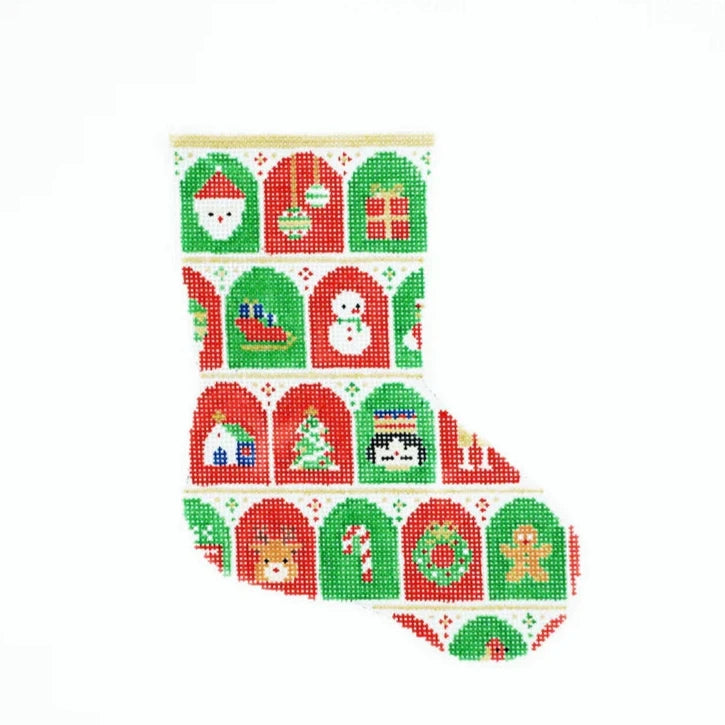 Audrey Wu Designs Mini Advent Calendar Stocking Needlepoint Canvas